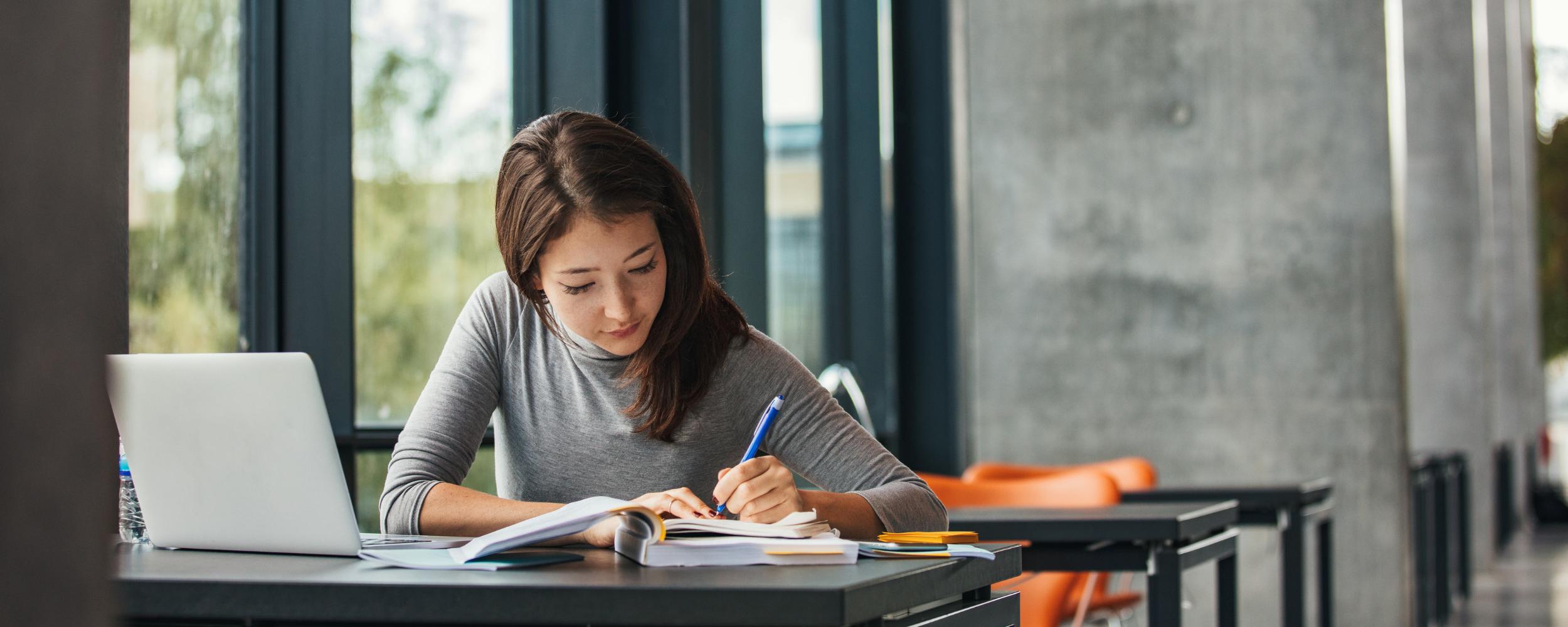 female student at desk